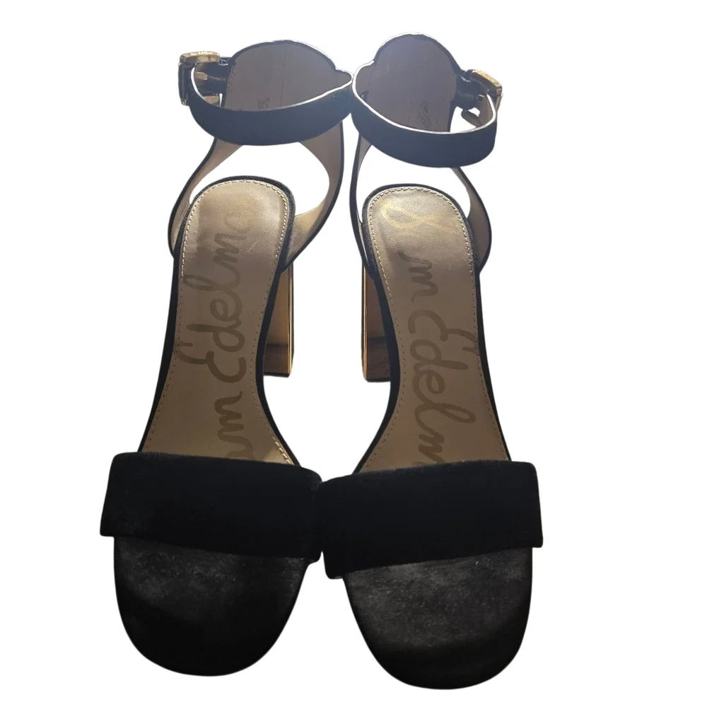 SAM EDELMAN 'Synthia' Suede Leather Sandal BLACK SZ 9.5 - Picture 2 of 9